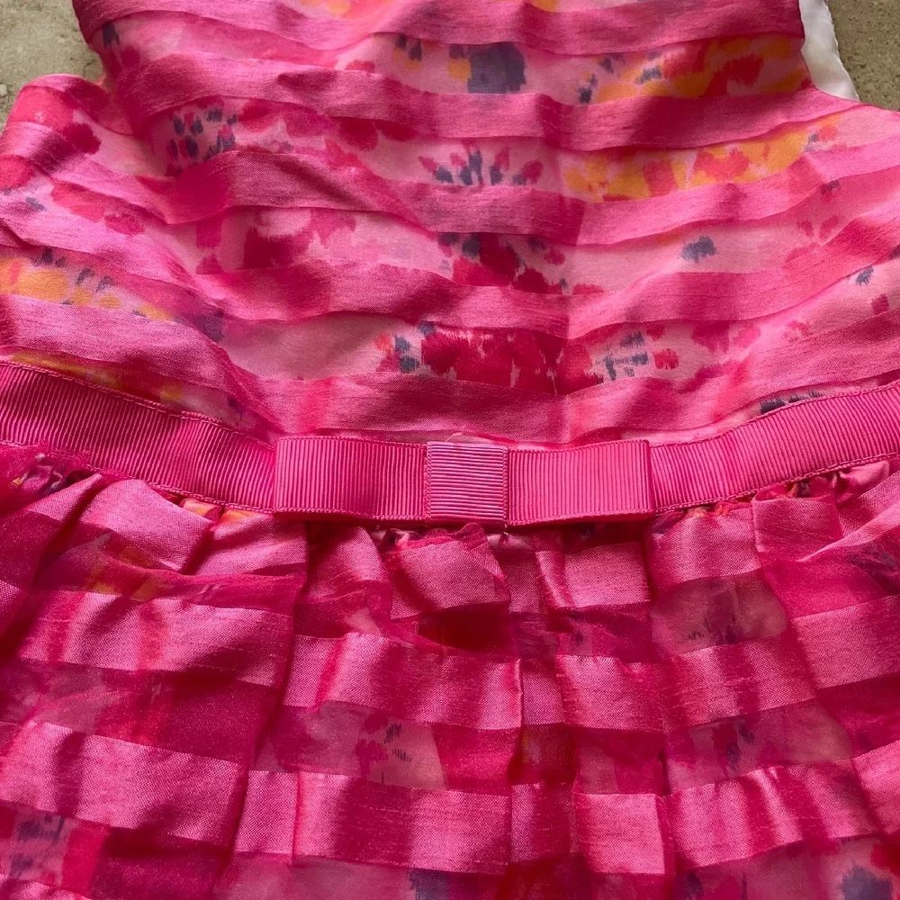 Children's Place 4T girls hot pink Party puffy‎ Dress Floral Ruffle Sleeveless